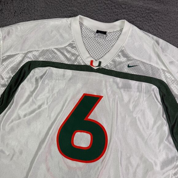 Vintage Nike Miami Hurricanes #6 Football Jersey Mens 2XL XXL White Green - Picture 1 of 10